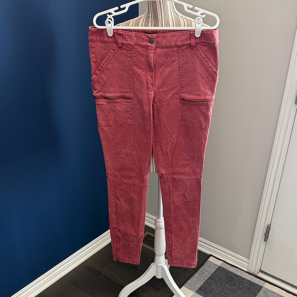 LOFT Deep Coral/Salmon Skinny Pants Size 12 Tall